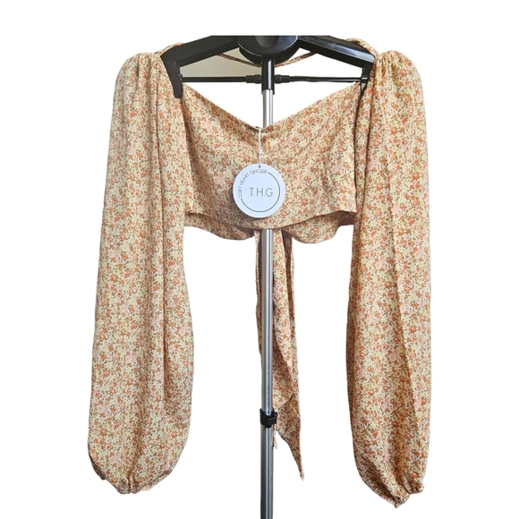 Toby Heart Ginger Sleepwalking Floral Long Sleeve Crop Top Size XL (US 10) - Picture 4 of 8